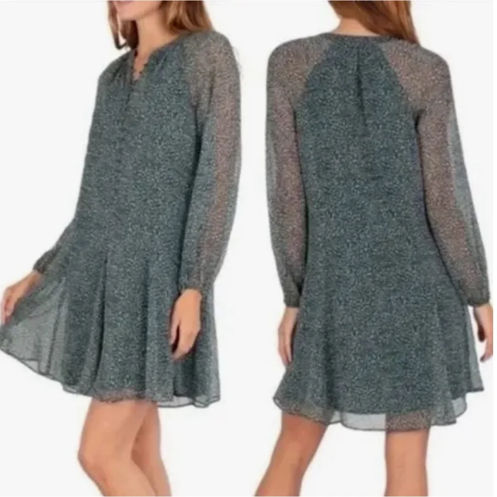 Joie Limited Edition Boho Baloon Sleeve Flowy Semi Sheer Dress.